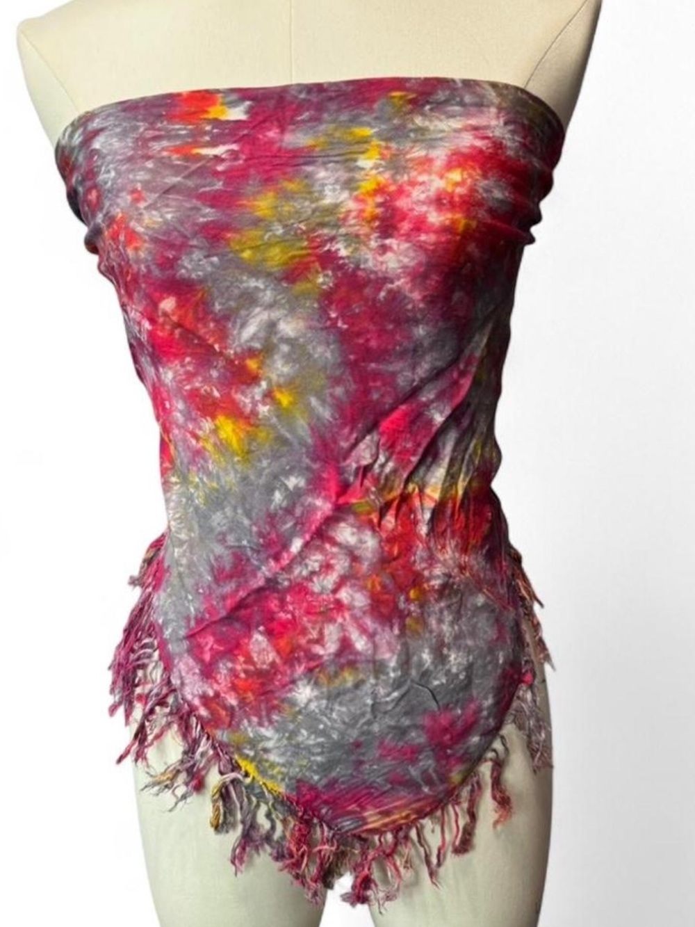 Vintage Y2K tie dye rayon wrap scarf / cover up / multiway top - Picture 4 of 8